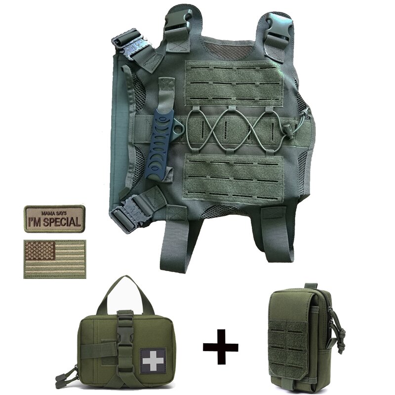 Dog Training Harness Factory - 1000D Nylon Molle Quick Release Service Vest Set