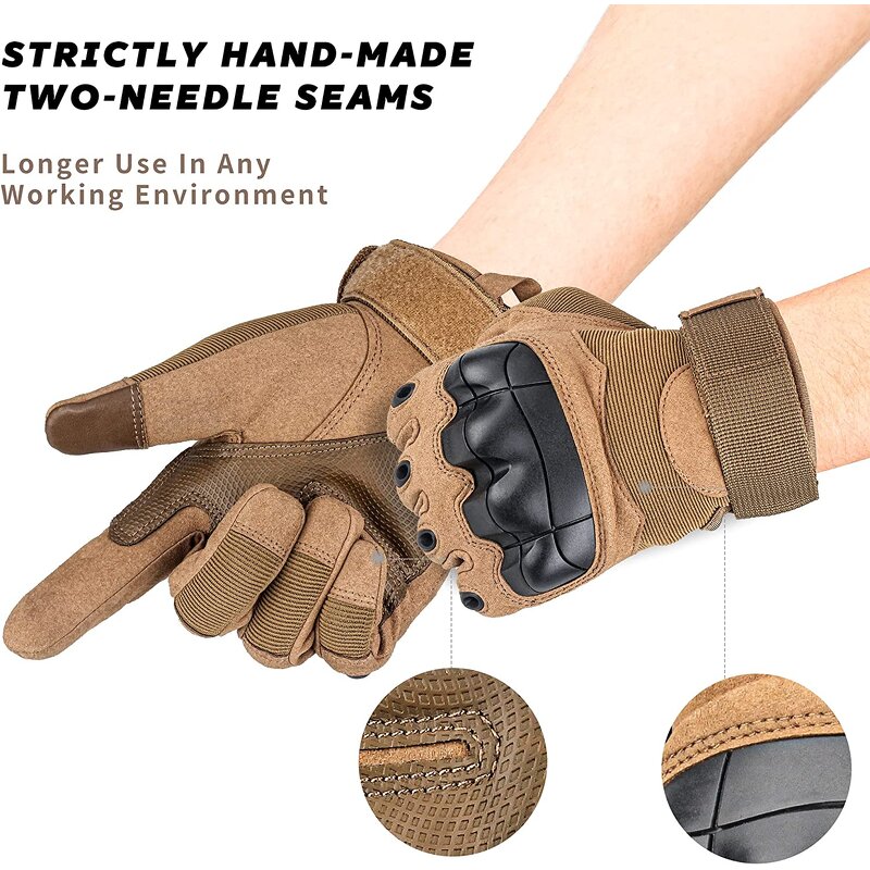 Hunting Gloves Factory - Tan Waterproof Winter Fleece Combat Tactical Gloves