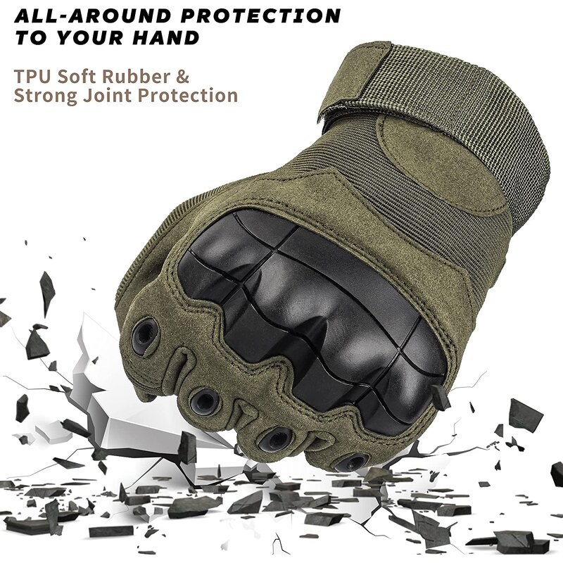 Fleece Tactical Gloves Manufacturer - Army Green Full Finger Hard Knuckle Gloves