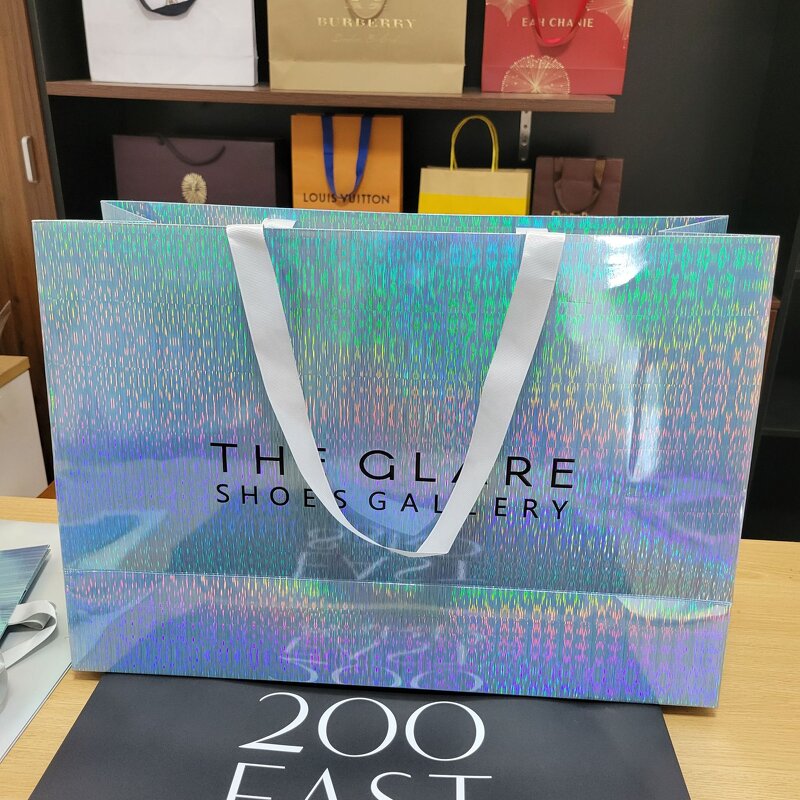 Christmas Paper Bag Manufacturer - Hot Stamping Boutique Mini Clothes Party Pink White Luxury Gift