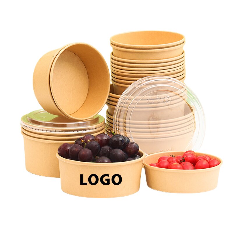 Disposable Paper Cup Bowl Manufacturer - Wins Flying Square Round Heatable Kraft Waterproof Custom Print Salad Poke Bowl