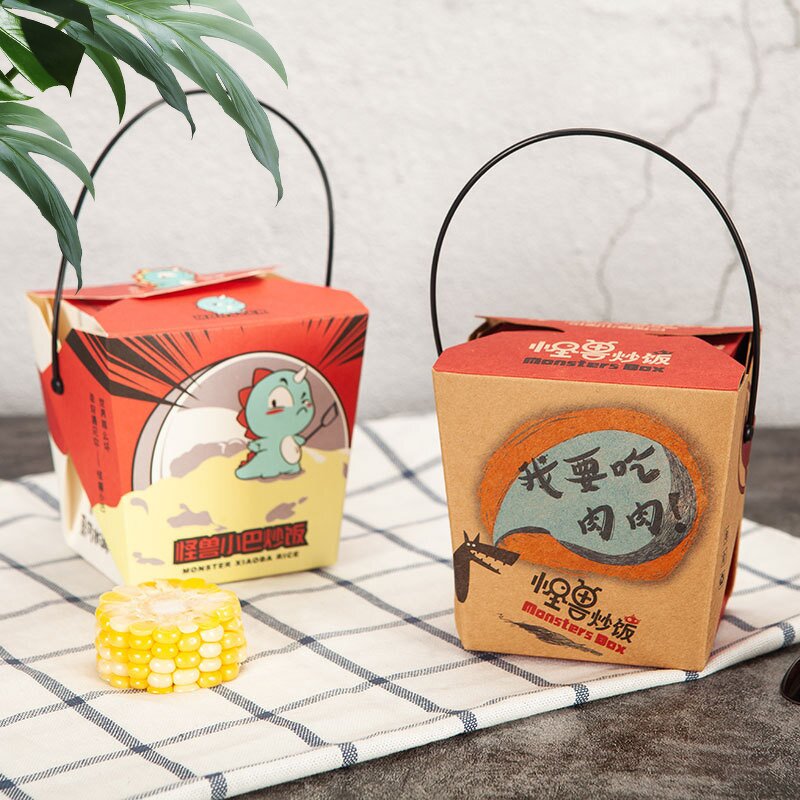 Clamshell Food Box Supplier - Customized Kraft Paper Foodgrade Fast Food Burger Fry Chicken