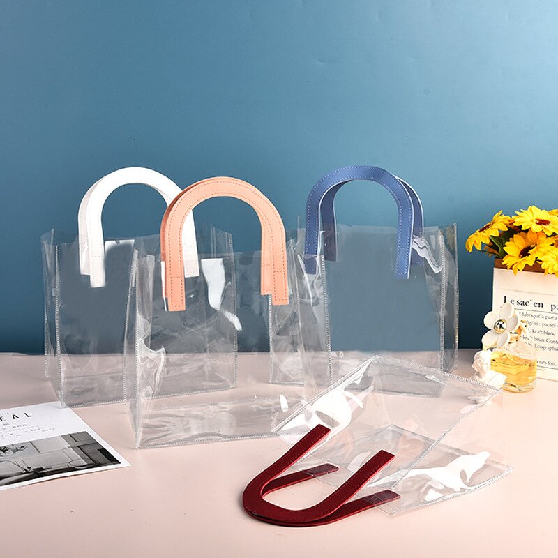 Clear Shopping Bag Factory - Custom Logo Wholesale Waterproof Fashion Transparent Pvc Tote With Handles