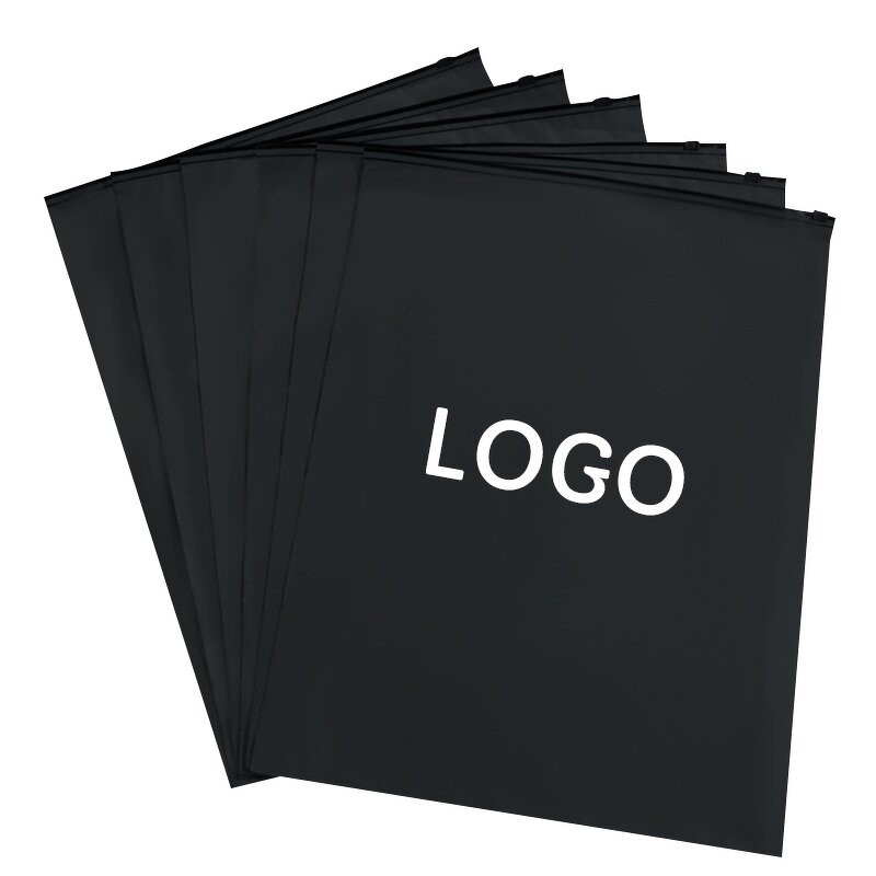 Printed Zipper Bag Factory - Hot Sale Logo Hat Socks T-Shirt Packaging Black PE Frosted for Hoodies