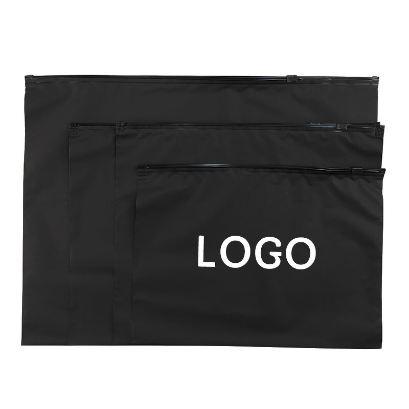 Slider Zipper Bags Supplier - Custom Printed Logo Clothing Underwear T-shirt Packaging CPE Black Plastic