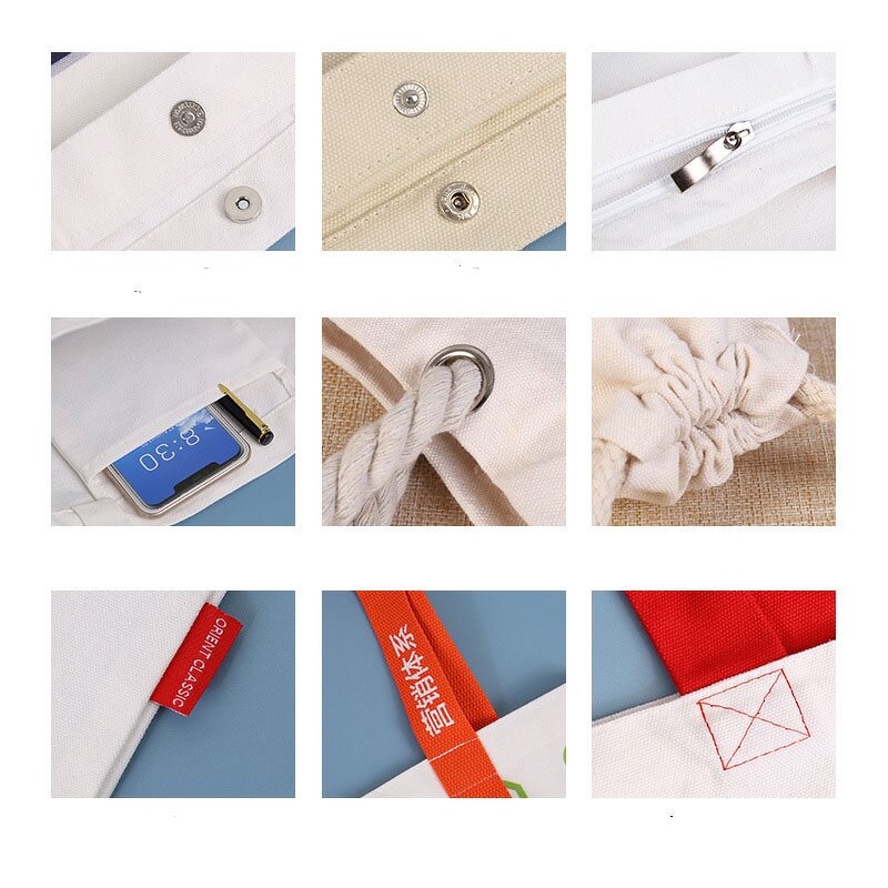 Custom Canvas Tote Manufacturer - Wins Flying Large Recycled Printed Logo Own Design With Pocket and Zipper