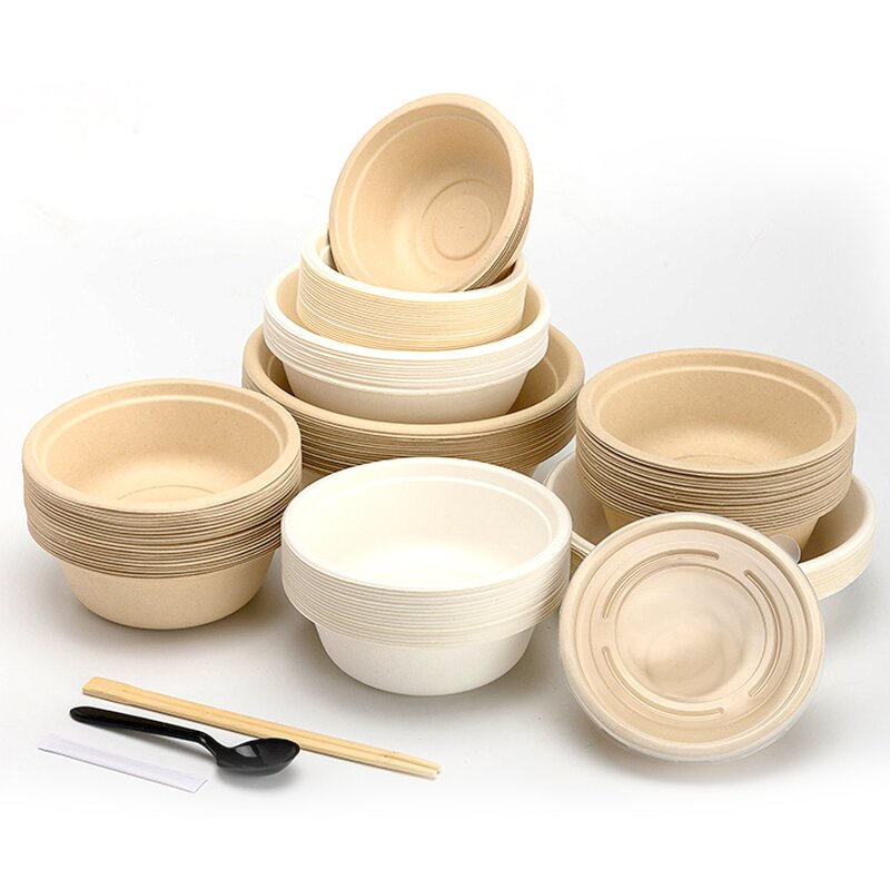 Biodegradable Paper Bowl Manufacturer - Wins Flying Bagasse Oval Salad Hot Soup Dessert Takeout Kraft Paper Bowl