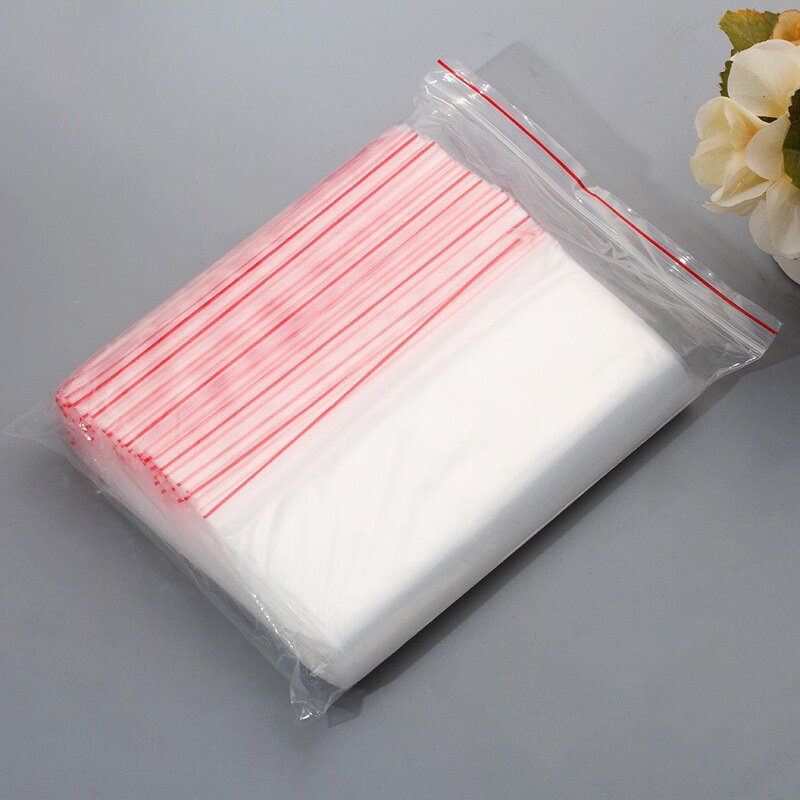 PE Zip Lock Bag Supplier - Wins Flying Waterproof Clear Transparent All Types Size Red Side Zipper Pouches