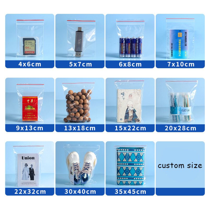 Red Line Zip Lock Bag Factory - Wins Flying Opp Pe Clear Zipper Bag Transparent Reusable Plastic