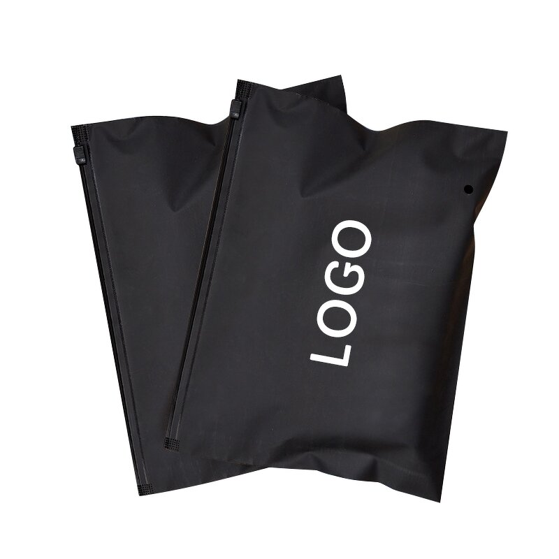 Clothing Zip Lock Bags Manufacturer - Hot Selling Customized Black Poly Bags for Packaging Hoodie Pouch
