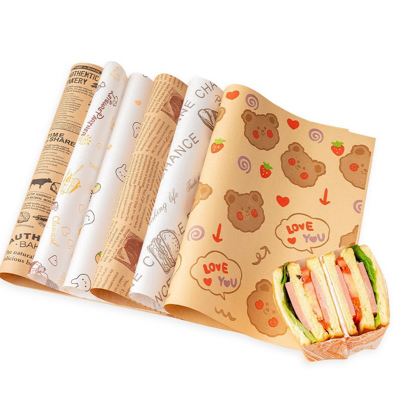 Hamburger Packaging Paper Factory - Wins Flying Custom Logo Grease Proof Tissue Deli Shawarma Wax Paper
