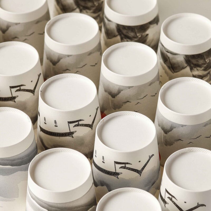 Gold Foil Coffee Cup Factory - Wins Flying Gold Foil Stamping Black Disposable Takeaway Double Wall with Lid