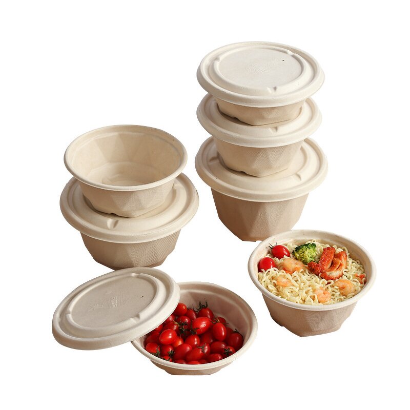 Take Away Container Supplier - Wins Flying Free Sample 400ml~1500ml Disposable Kraft Paper Round Bowl for Food