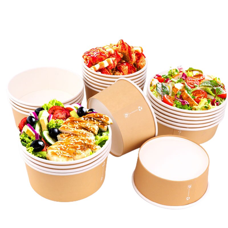 Eco Friendly Paper Bowl Factory - Wins Flying Biodegradable Paper Salad Bowl With Lid Takeaway Kraft Bowl