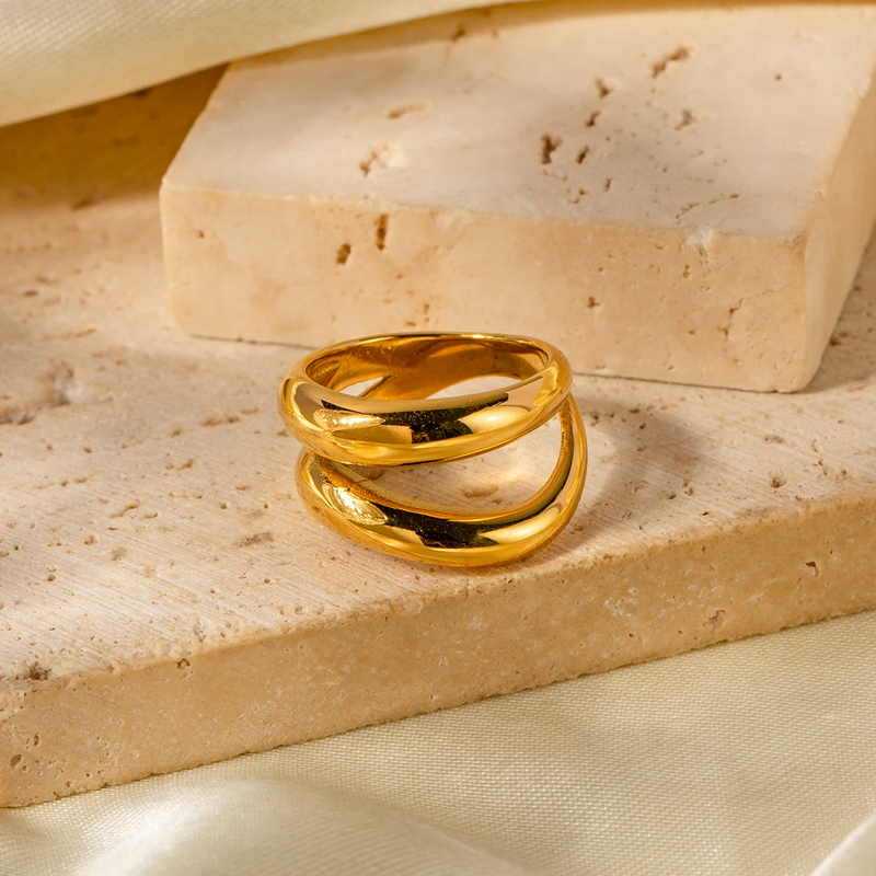 Waterwave Ring Supplier - Dainty Women's 18K PVD Gold Plating Stainless Steel