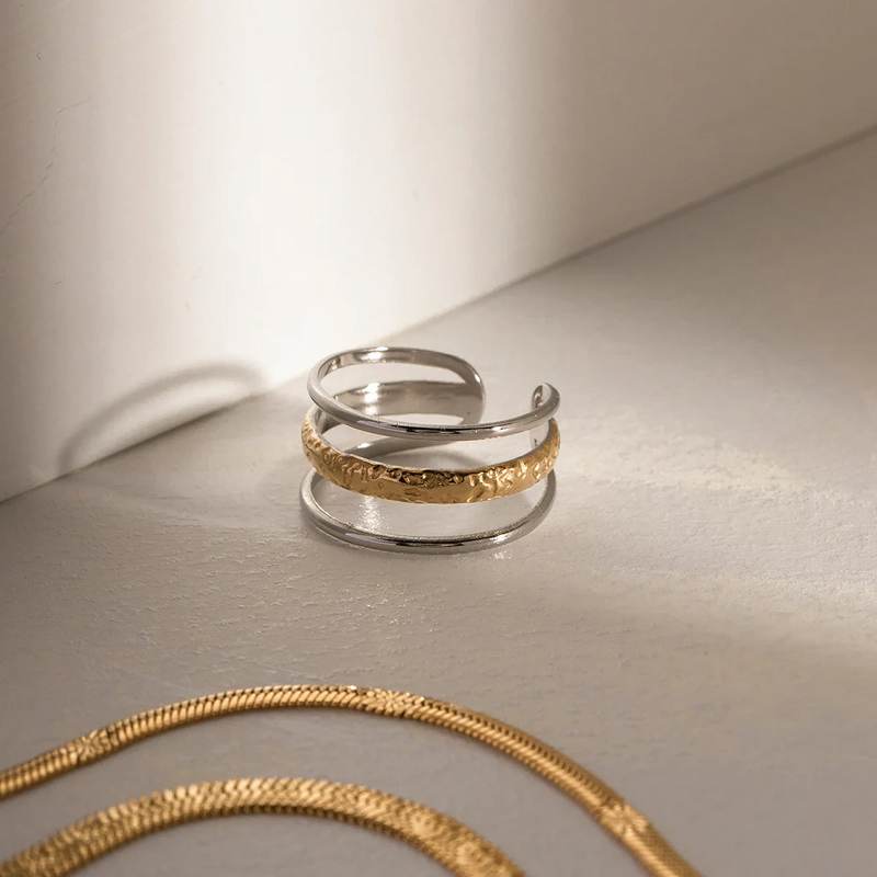 Three-Layer Opening Ring Factory - Women's Fashion Simple Waterproof 18K Gold