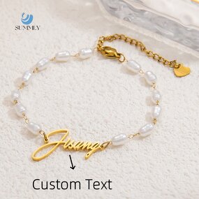 Name Bracelet Manufacturer - Personalized Custom English Letter Pearl Chain