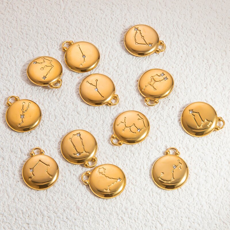 Constellations Charm Manufacturer - Twelve Zircon 18K Gold Plated Stainless Steel