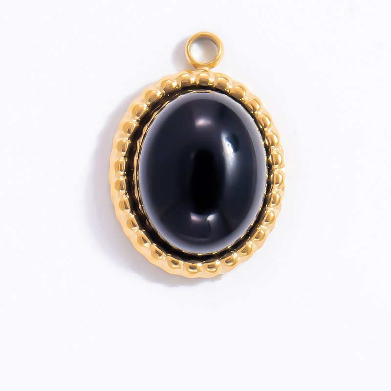 Obsidian Pendant Supplier - Vintage 18K Gold Plated Stainless Steel Necklace