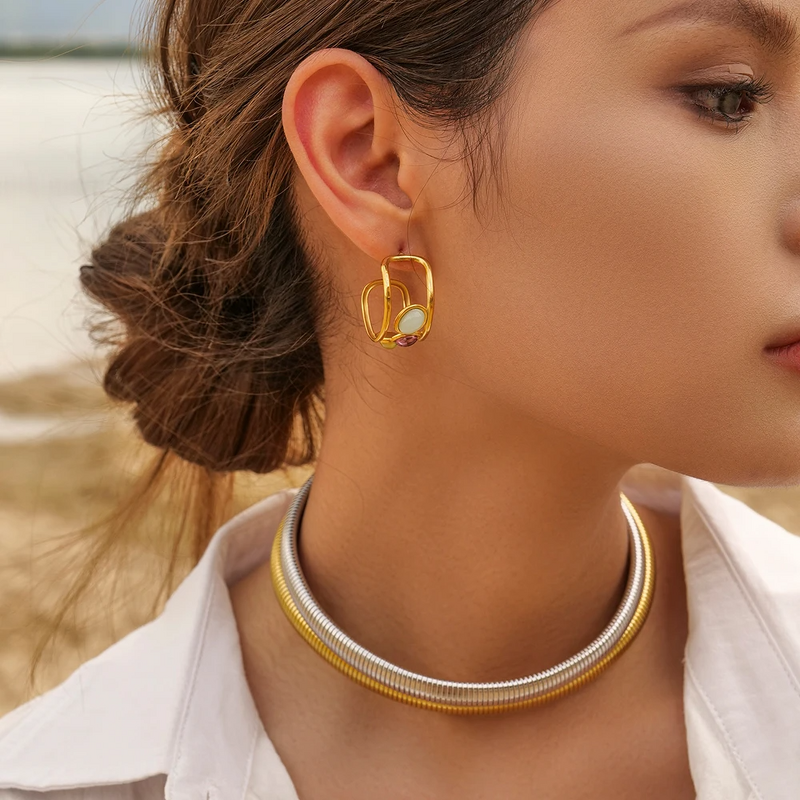 Morandi Crystal Earrings Supplier - 18K Gold-Plated Multicolor PVC Stainless Steel