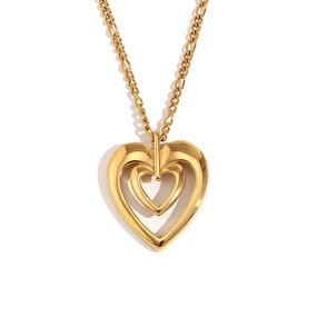 Heart Pendant Necklace Factory - 2024 Wholesale Custom 18K Gold Plated Double