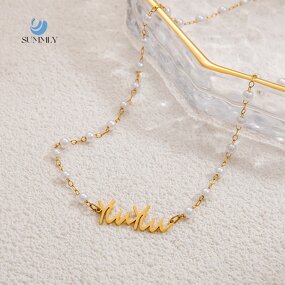 Name Necklace Supplier - Personalized Custom English Letter Pearl Chain