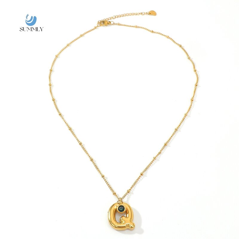 Birthstone Necklace Supplier - Vintage 26 Letter Pendant 18K Gold Plated