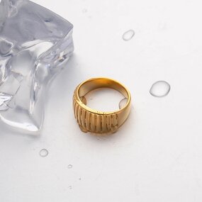 Stacking Ring Supplier - New Arrival 18K Gold Plated Wide Chunky Texture