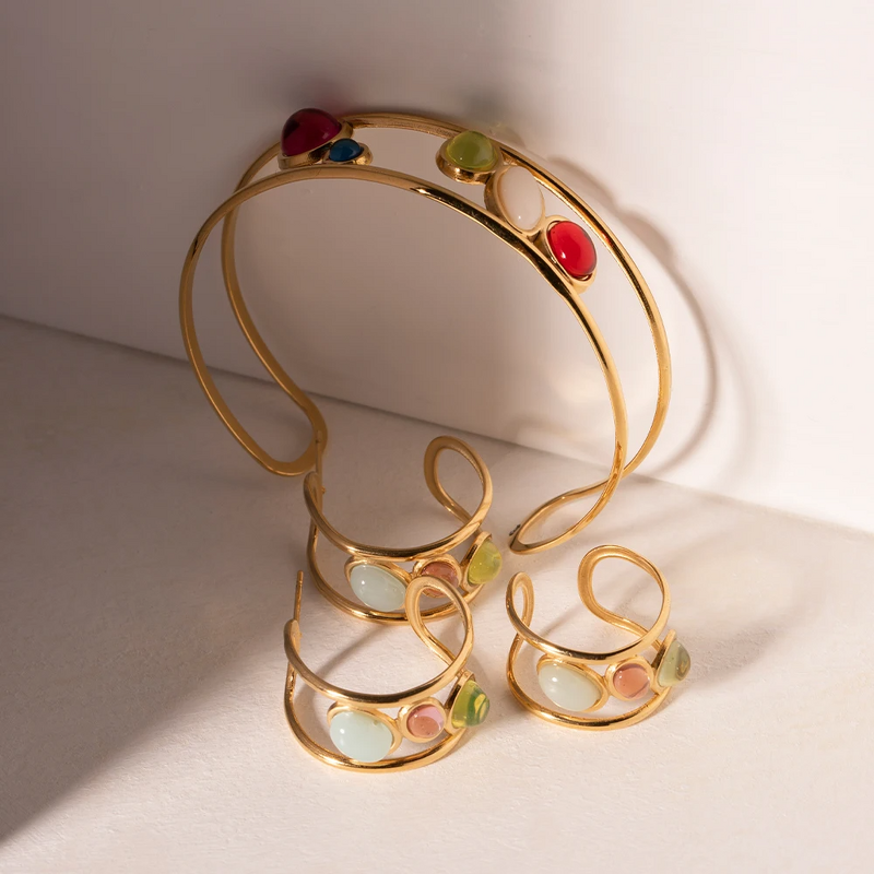 Morandi Crystal Earrings Supplier - 18K Gold-Plated Multicolor PVC Stainless Steel