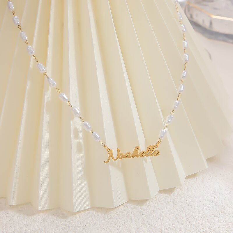 Name Necklace Manufacturer - Personalized Custom English Letter Pearl Chain