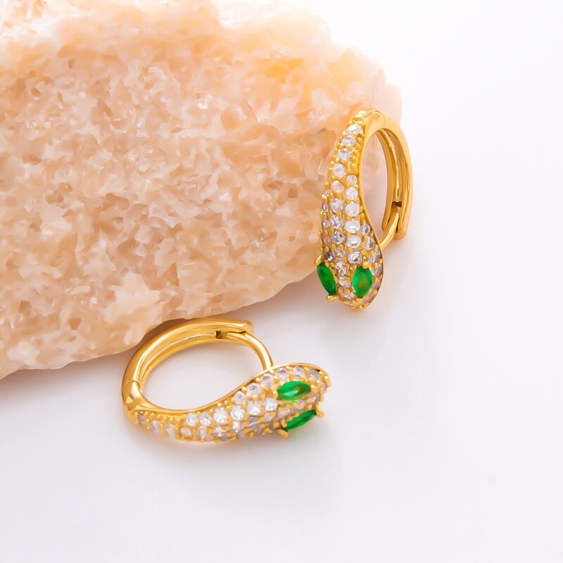 Zircon Needle Earrings Supplier - Trendy 925 Sterling Silver Snake Brass