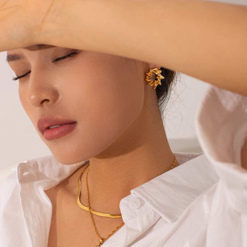 Spiral Star Earrings Factory - Vintage Wholesale 18K Gold Plated Stainless Steel