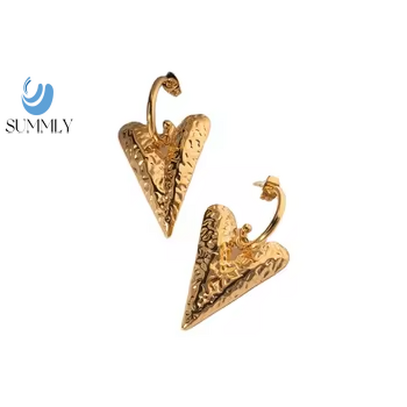 Water Wave Stud Earrings Supplier - Dropshipping Engraved 18K Gold Plated