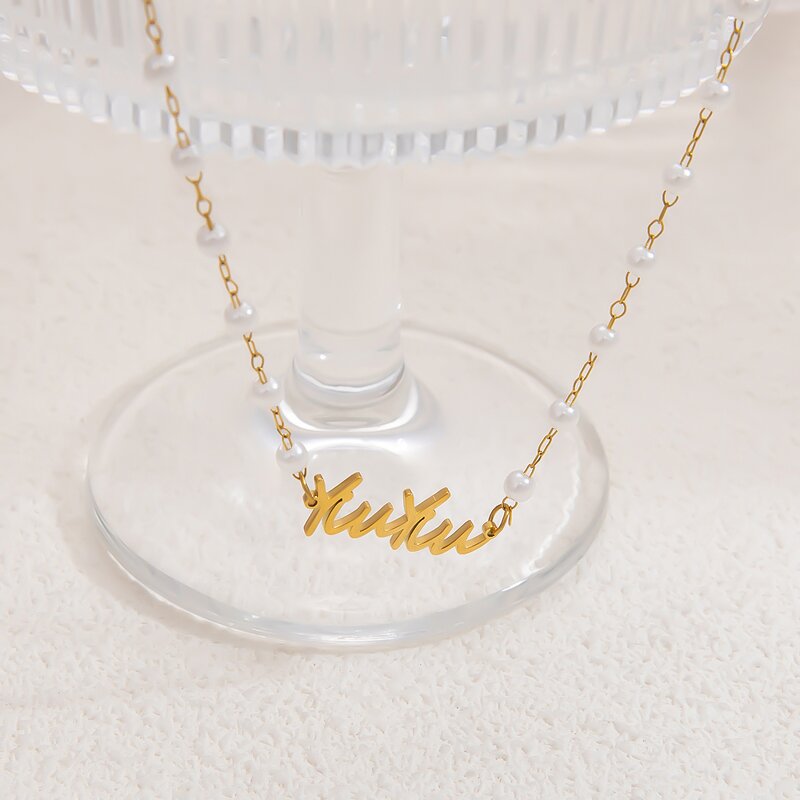 Name Necklace Supplier - Personalized Custom English Letter Pearl Chain