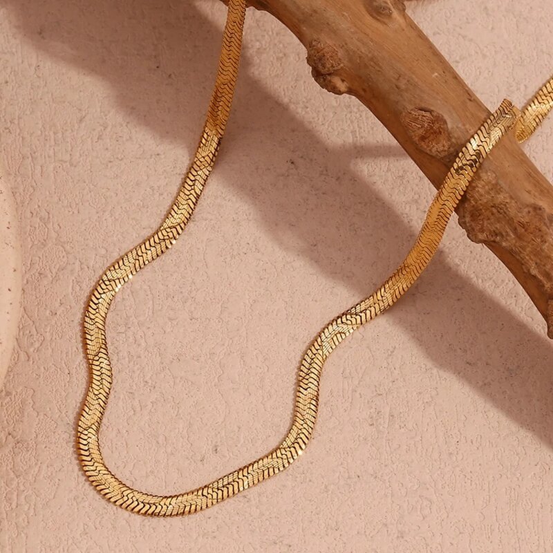 Water Wave Necklace Factory - 2024 18K Gold Plated Snake Chain Waterproof