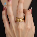 Geometric Bead Ring Supplier - Vintage 18K Gold Plated Open Hollow Ring