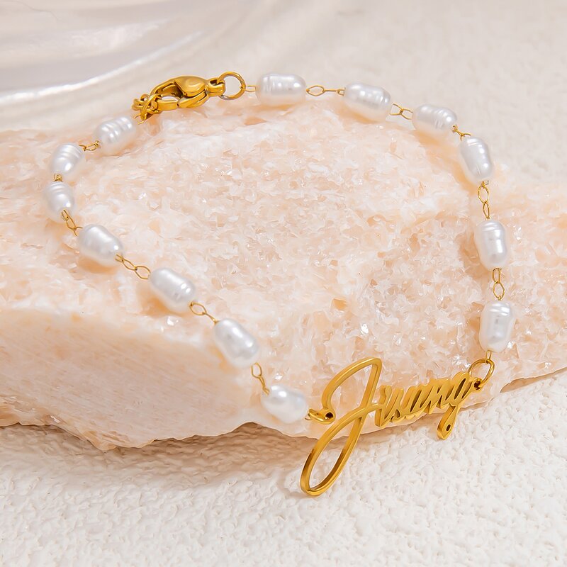 Name Bracelet Manufacturer - Personalized Custom English Letter Pearl Chain