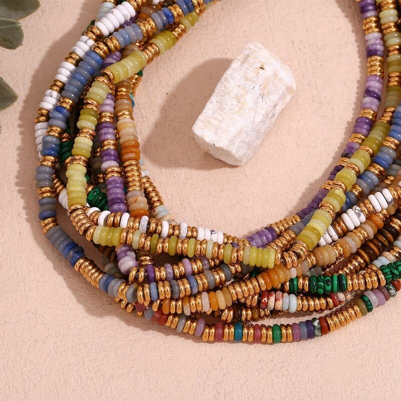 Natural Stone Necklace Factory - High Quality Gold Plated Colorful Beaded