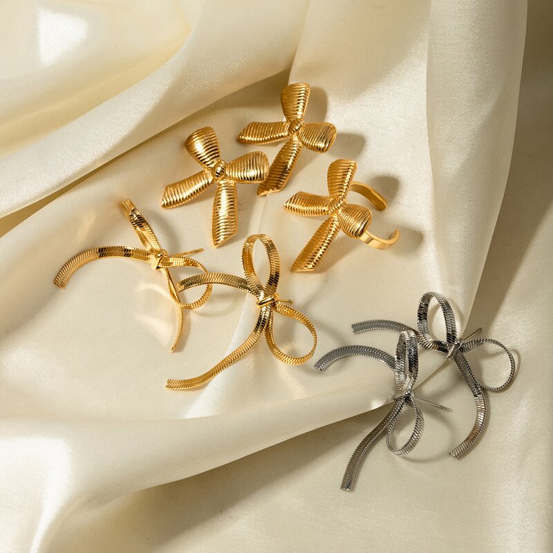 Bow Jewelry Set Factory - Women's Vintage Bow Stainless Steel European Style