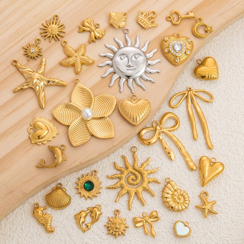 Gold Plated Pendant Factory - 18K Stainless Steel Bow Starfish Heart DIY