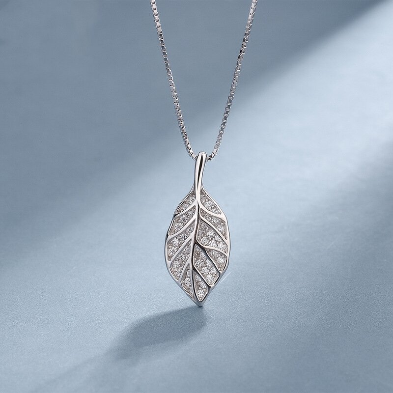 Zircon Leaf Necklace Manufacturer - Vintage 925 Silver 18K Gold Plated Fine