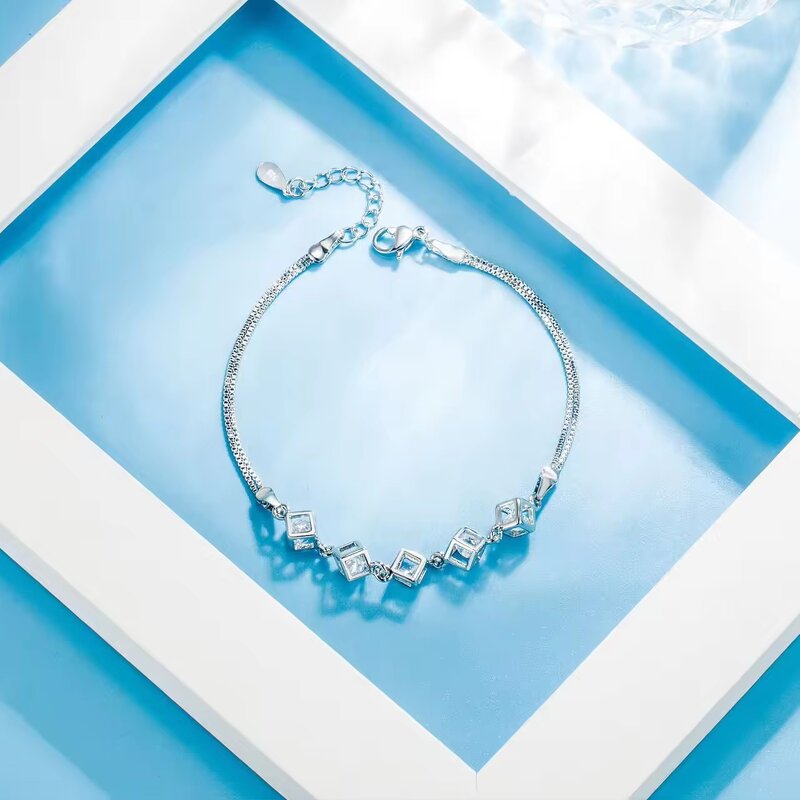 Geometric Brass Bracelet Supplier - Women's Fashion Square with Zirconia Rubik's