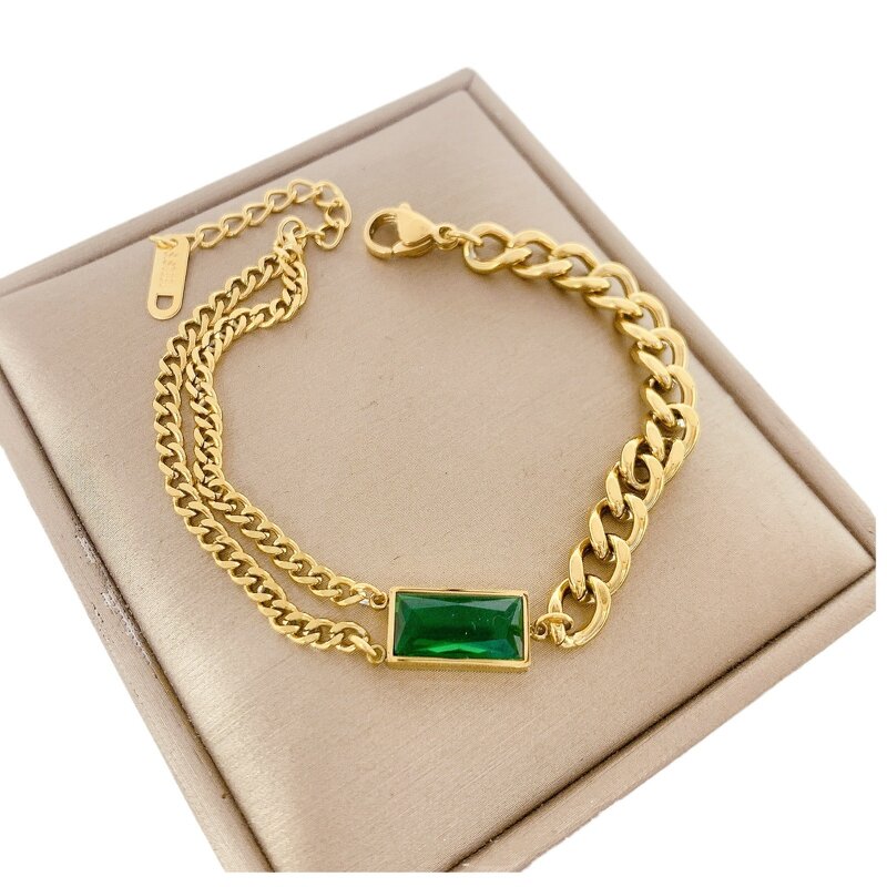 Emerald Chain Bracelet Manufacturer - Rectangular Simple High Class Style