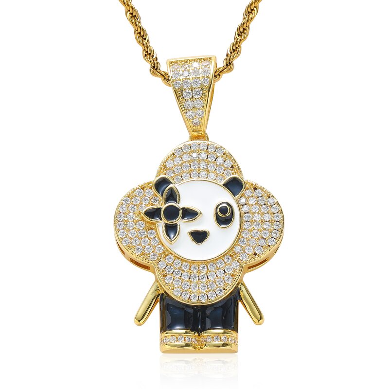 Donkey Flower Necklace Factory - Hiphop 18K Gold Plated Brass Cartoon Twist Chain