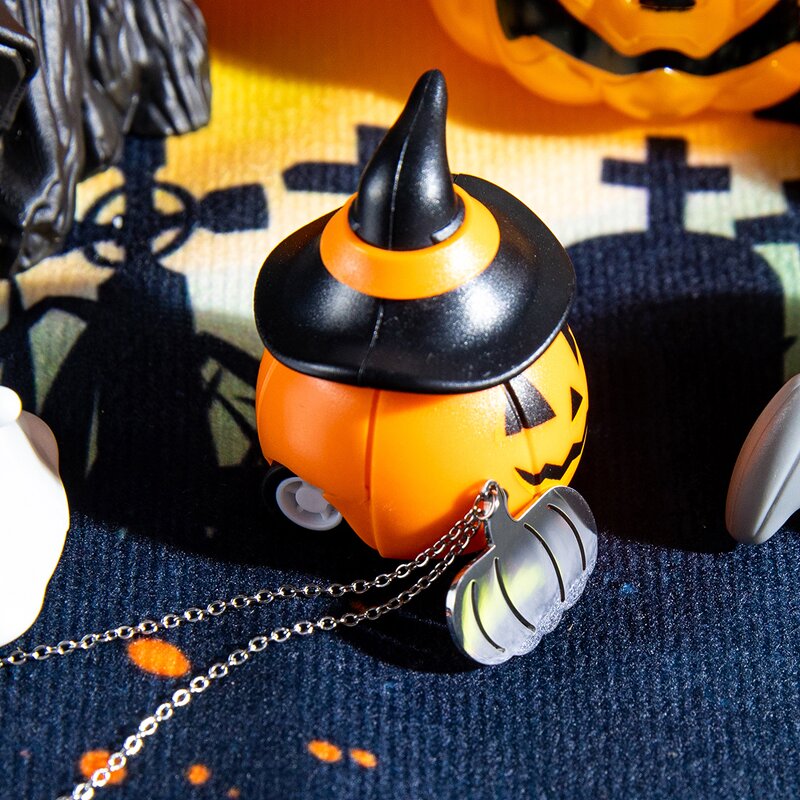 Halloween Necklace Factory - Pumpkin Ghost Stainless Steel Pendant Charm