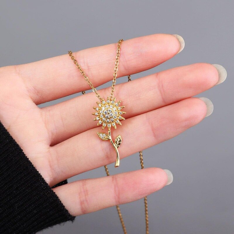 Sunflower Pendant Necklace Manufacturer - Brass Rotating 18K Gold Plated