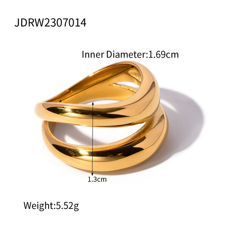 Waterwave Ring Supplier - Dainty Women's 18K PVD Gold Plating Stainless Steel