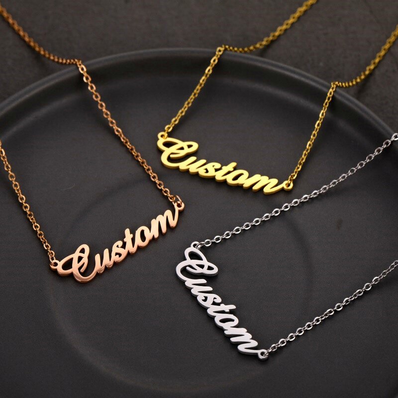 Name Letter Necklace Factory - Vintage Customized 18K Gold Plated Stainless