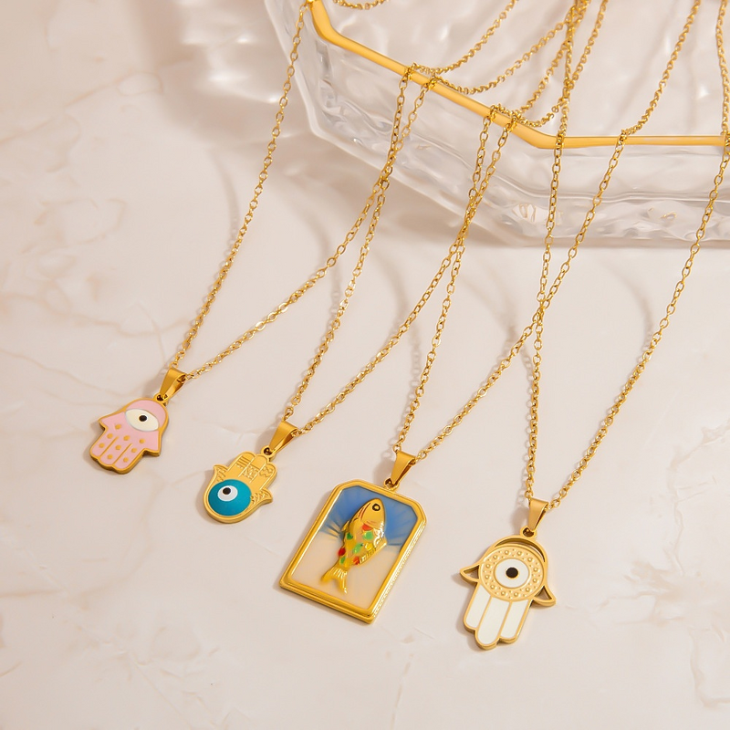 Oil Drip Pendant Necklace Supplier - Summly Trendy Wholesale 18K Gold Plated