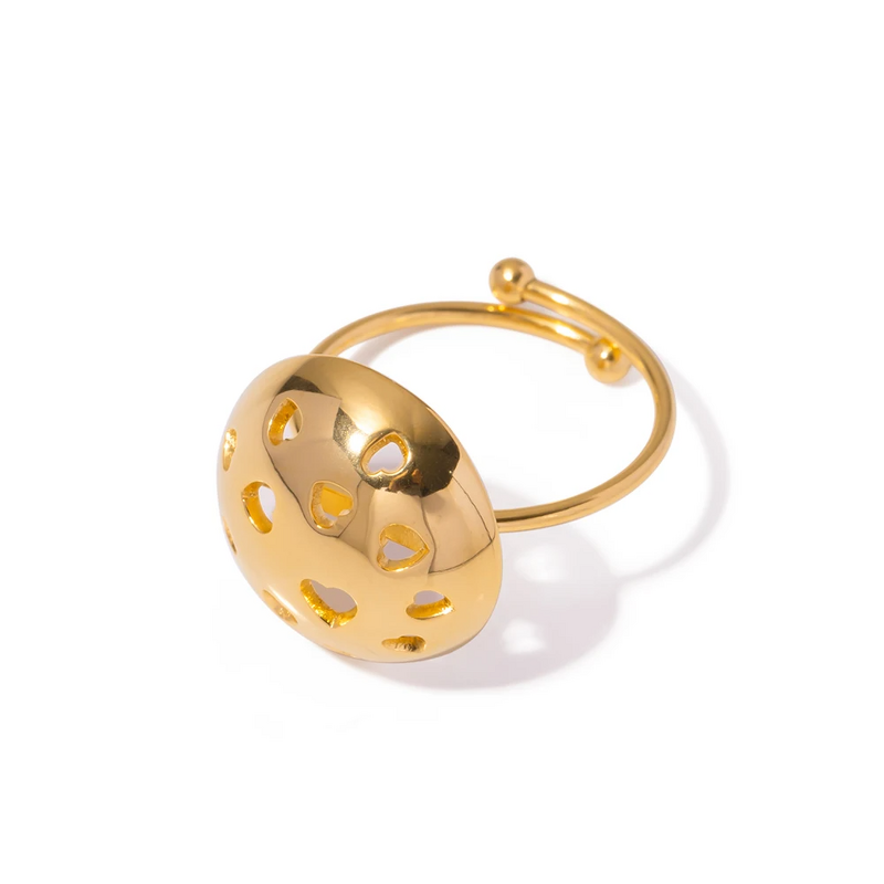 Hollowed Out Heart Ring Factory - Vintage 18K Gold Plated Stainless Steel Handmade